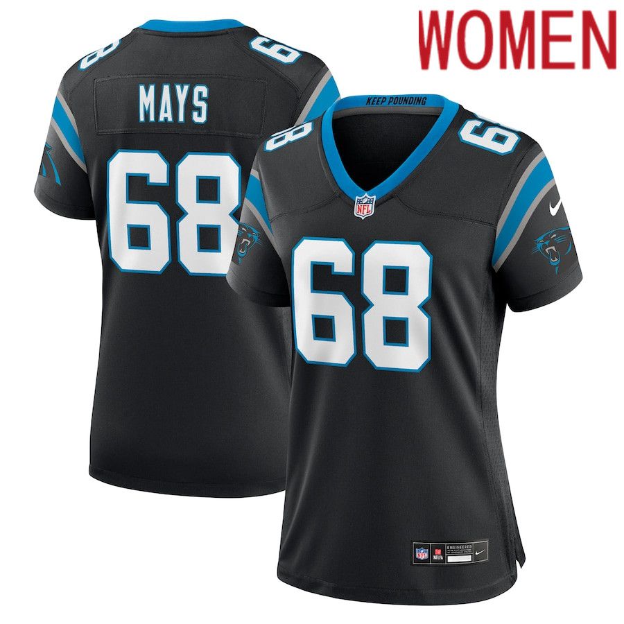 Women Carolina Panthers 68 Cade Mays Nike Black Team Game NFL Jersey